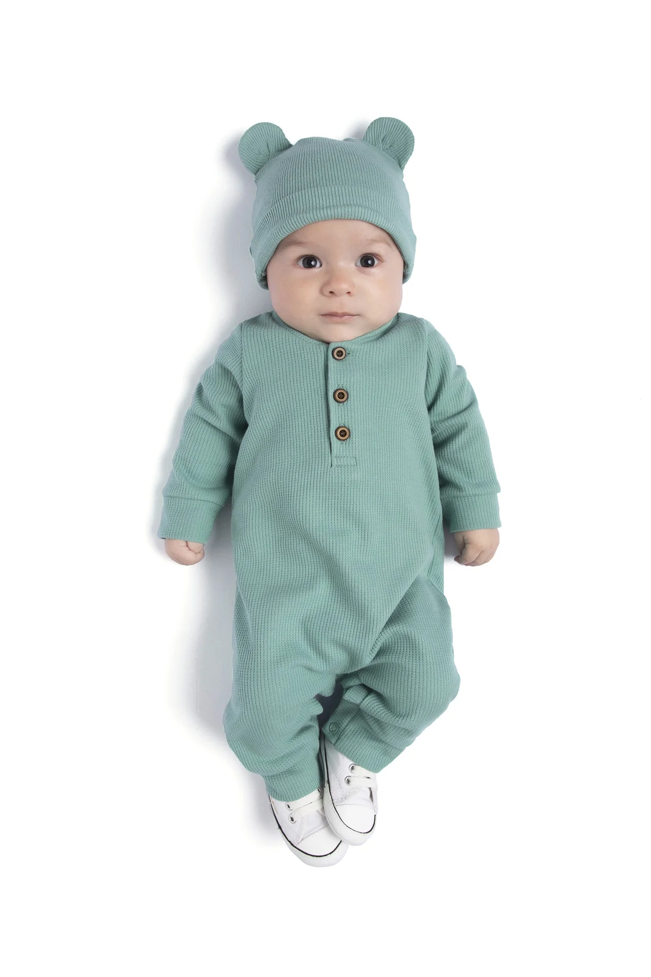 Macacão Bebê Menino Canelado com Gorro TMX