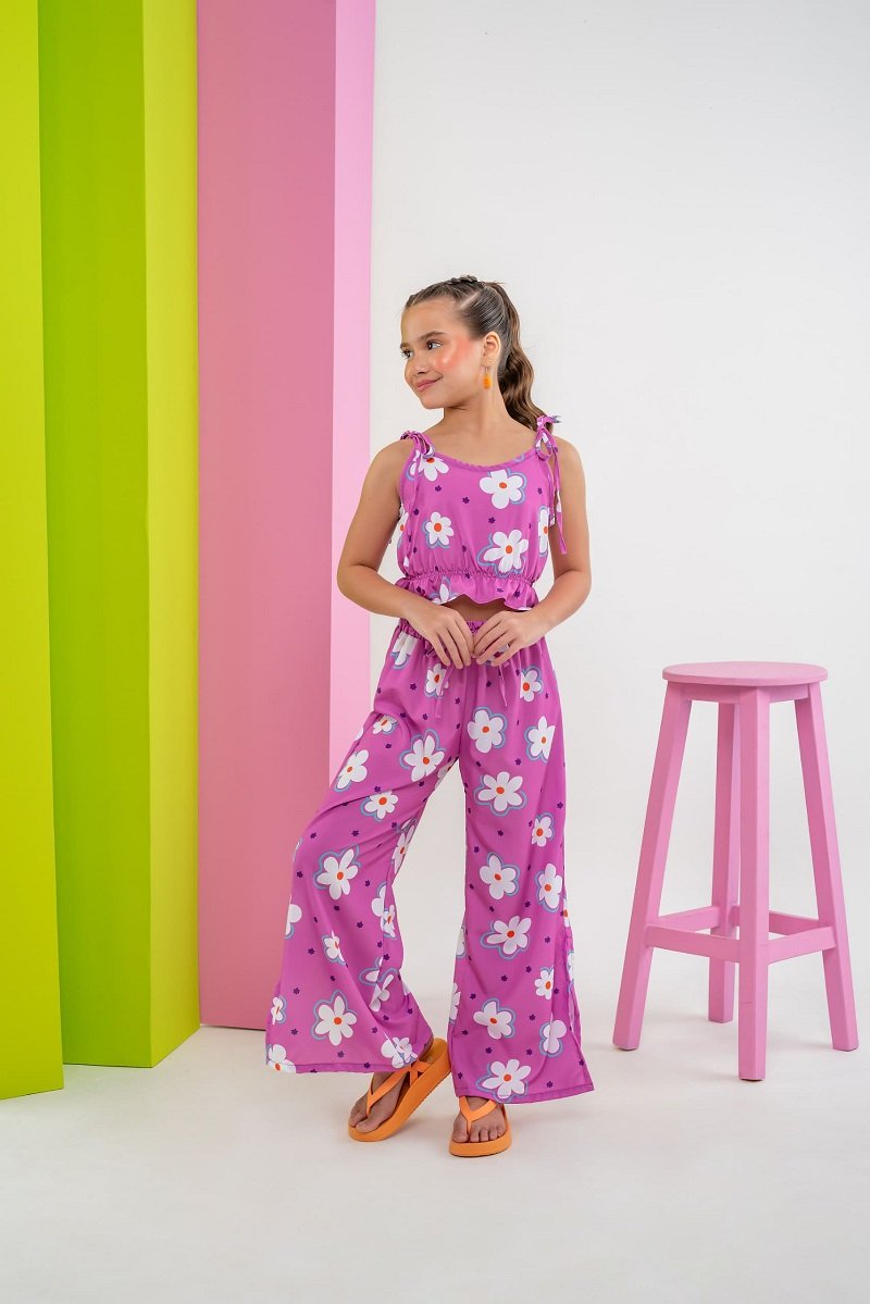 Conjunto Cropped CalÃ§a Pantalona Para CrianÃ§a Conjunto Cropped E