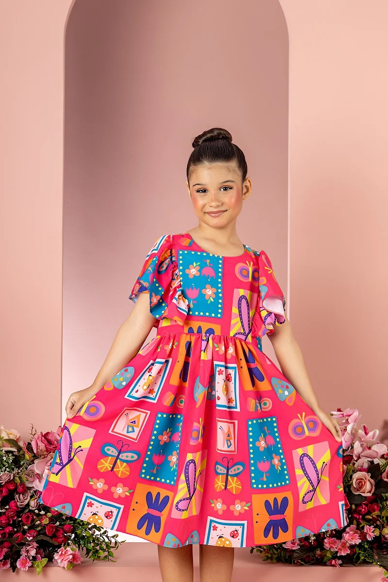 Vestido Floral Infantil Vestido Horizonte Florido Vestido