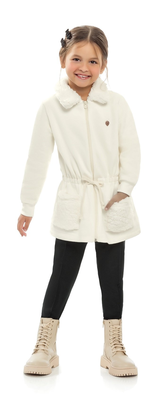 Jaqueta Infantil Menina Moletom Sherpa e Zíper KML