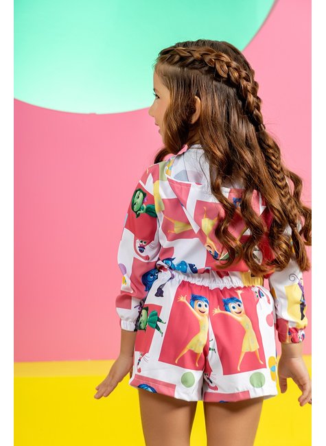 Conjunto Infantil Menina Divertidamente Jaqueta Bomber e Shorts Marias