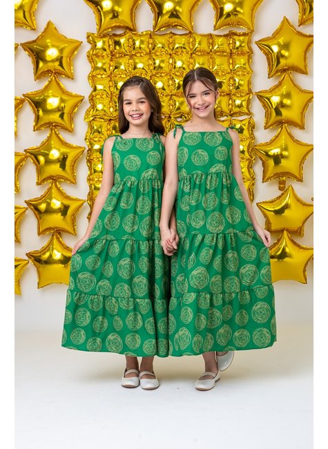 Verde Escuro Vestido Verde Menina Vestido Em Meia Malha Infantil