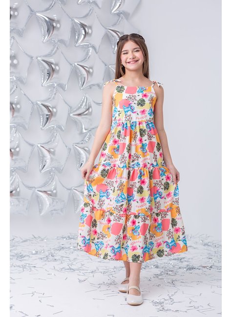 Vestido Infantil Menina Longo Stitch Ohana Dimocinha