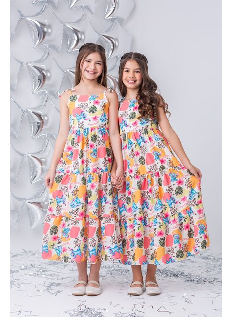 Vestido Infantil Menina Longo Stitch Ohana Dimocinha