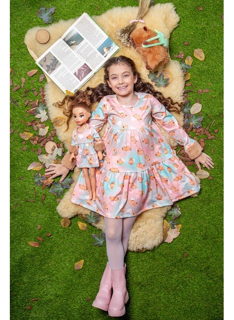 Vestido Menina Infantil Capivaras Marthiê Menina e Boneca